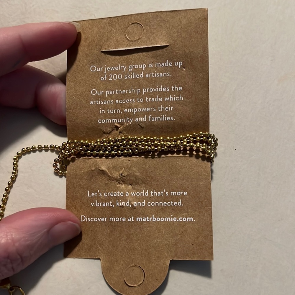 Matr Boomie gold plated long necklace with beaded chain